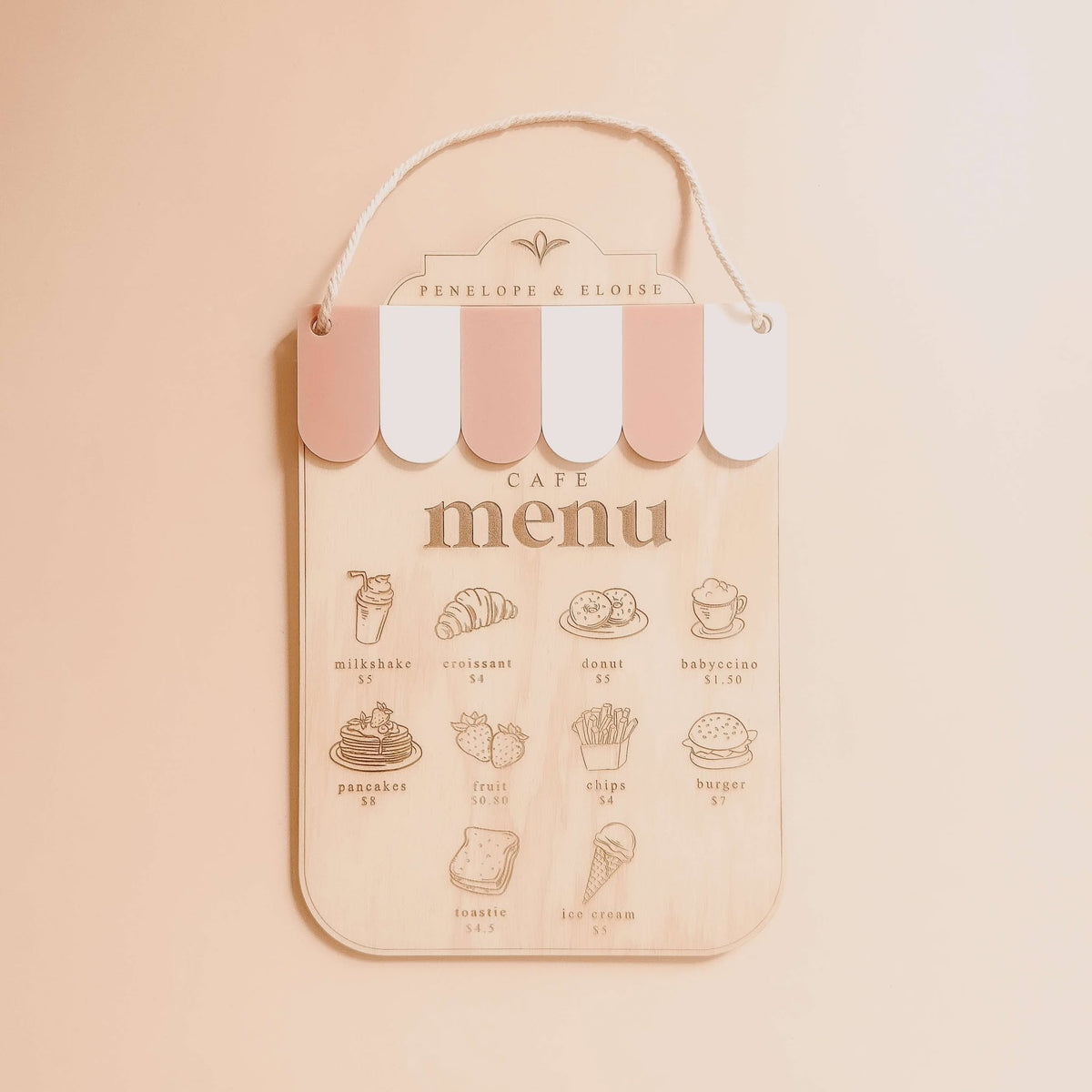 Personalised Kids Play Menu with Scalloped Awnings