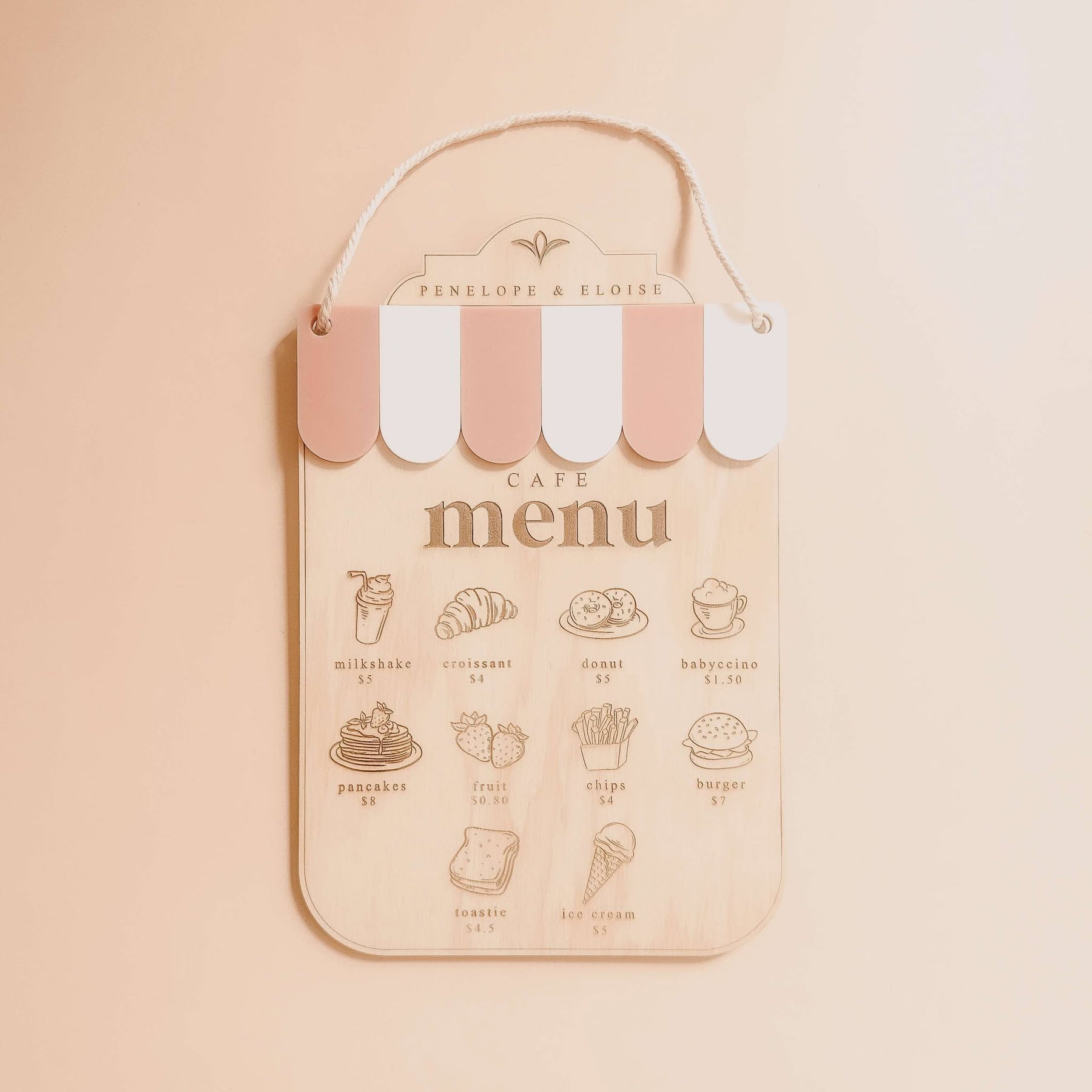 Personalised Kids Play Menu with Scalloped Awnings