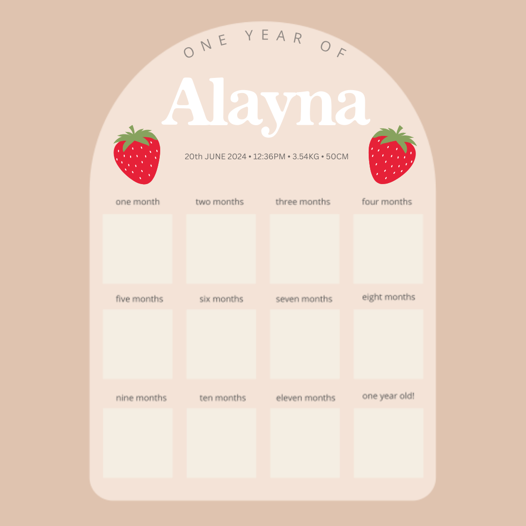 First Birthday Photo Board - Strawberry Theme